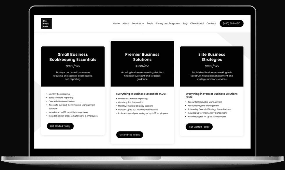 Example Financial Services website